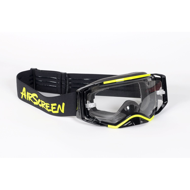 AirScreen AERO EX Goggles - LE2 Limited Edition Glossy Black/Neon Yellow | Opening Lens Enduro MX Goggles