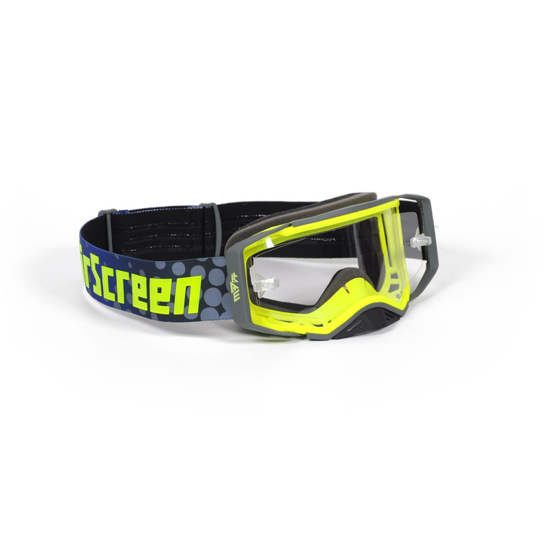 AirScreen AERO EX Goggles - MR1 Mario Roman #74 Signature Edition Neon Yellow/Blue | Opening Lens Enduro MX Goggles