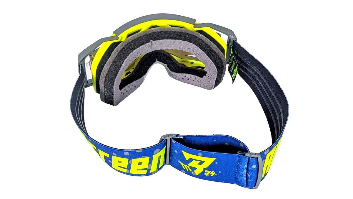 AirScreen AERO EX Goggles - MR1 Mario Roman #74 Signature Edition Neon Yellow/Blue | Opening Lens Enduro MX Goggles