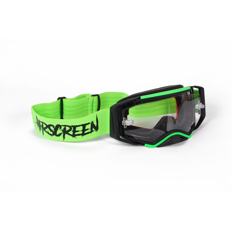 AirScreen AERO EX Goggles - 07 Fluorescent Green/Black | Opening Lens Enduro MX Goggles
