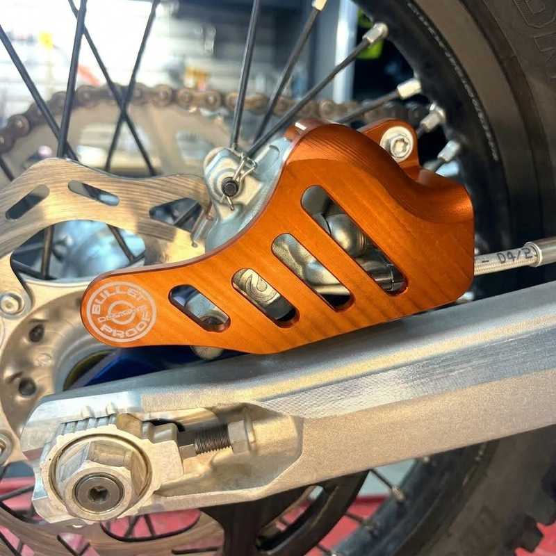 BPD Rear Brake Caliper Guard - Orange | Billet Aluminium Rear Brake Protection