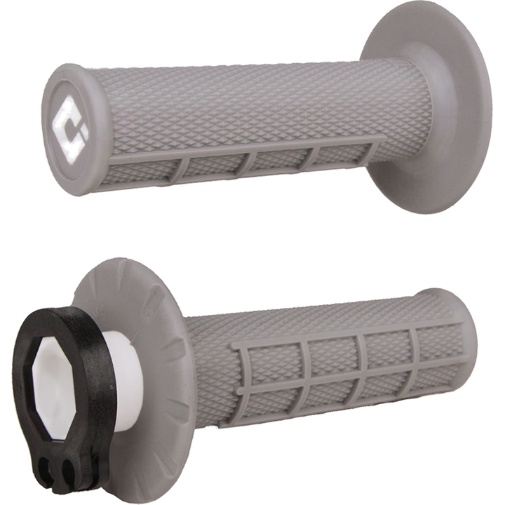 ODI Half Waffle V2 Lock-On Grips - Grey Soft | Enduro MX Grip Set