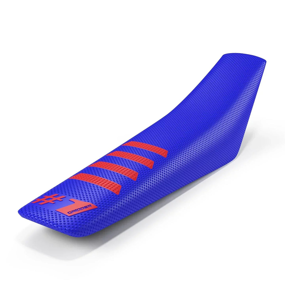 One Gripper Ribbed Seat Cover - Blue/Red | Enduro & MX - Universal Fit
