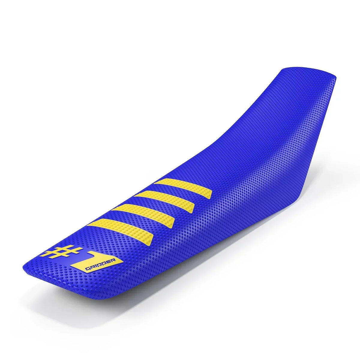 One Gripper Ribbed Seat Cover - Blue/Yellow | Enduro & MX - Universal Fit