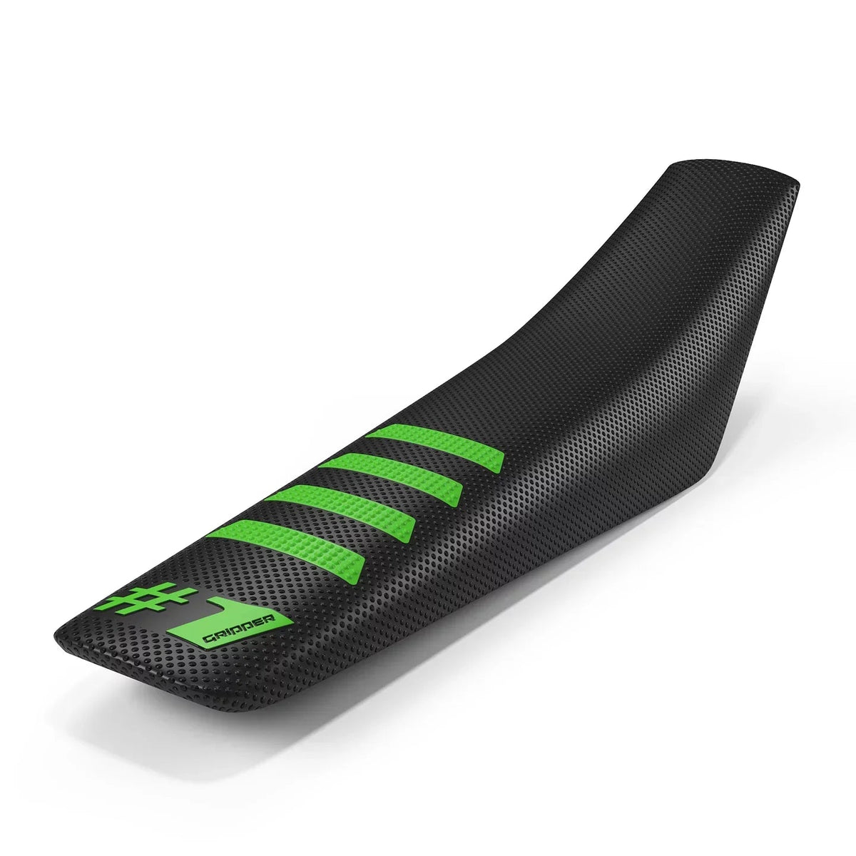 One Gripper Ribbed Seat Cover - Black/Green | Enduro & MX - Universal Fit