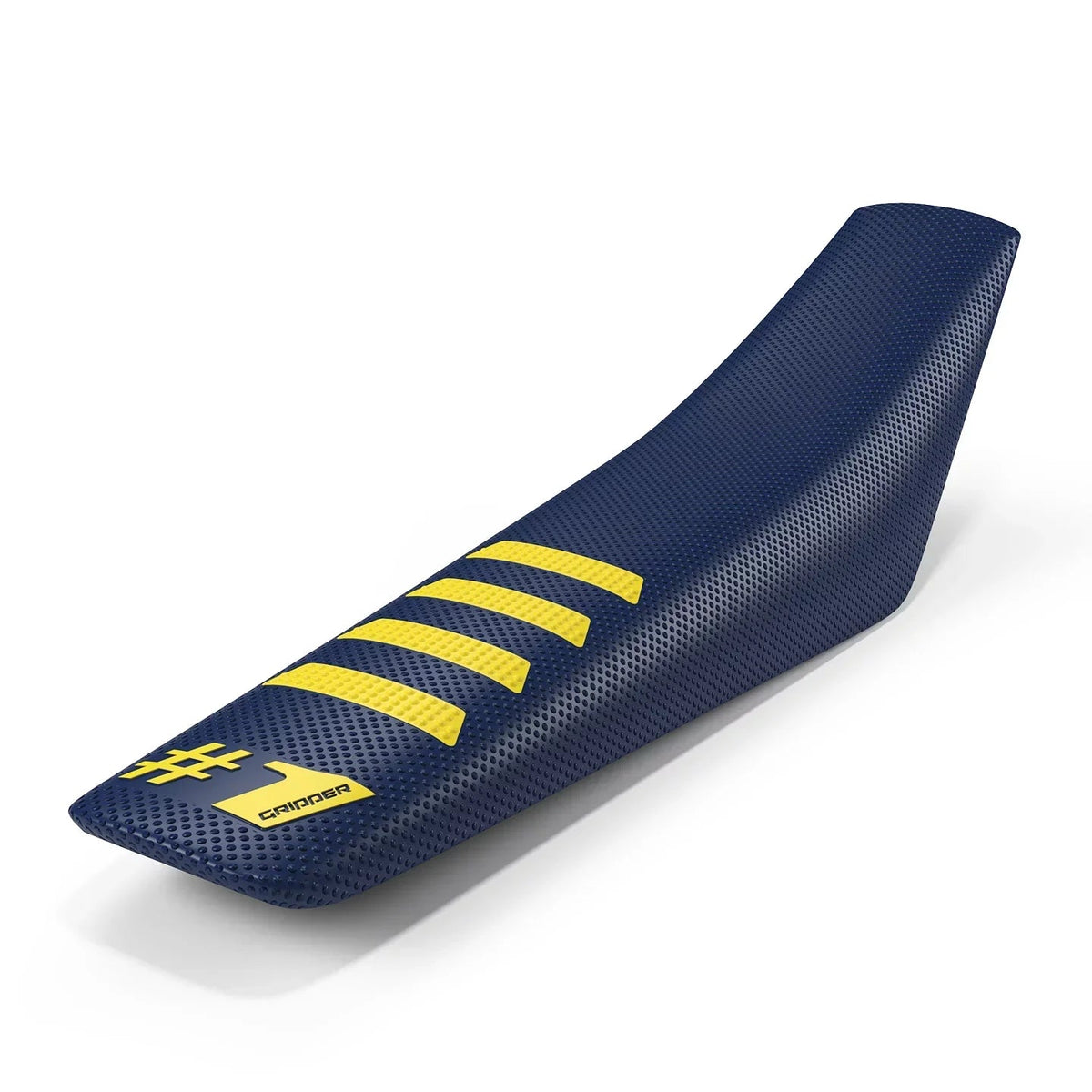 One Gripper Ribbed Seat Cover - Dark Blue/Yellow | Enduro & MX - Universal Fit