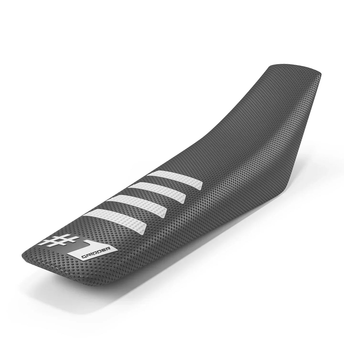One Gripper Ribbed Seat Cover - Dark Grey/White | Enduro & MX - Universal Fit