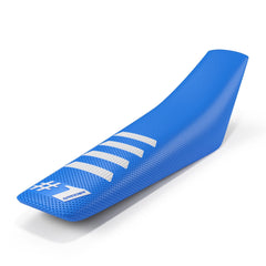 One Gripper Ribbed Seat Cover - Light Blue/White | Enduro & MX - Universal Fit