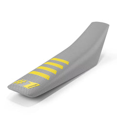 One Gripper Ribbed Seat Cover - Light Grey/Yellow | Enduro & MX - Universal Fit