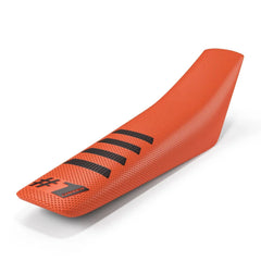 One Gripper Ribbed Seat Cover - Orange/Black | Enduro & MX - Universal Fit