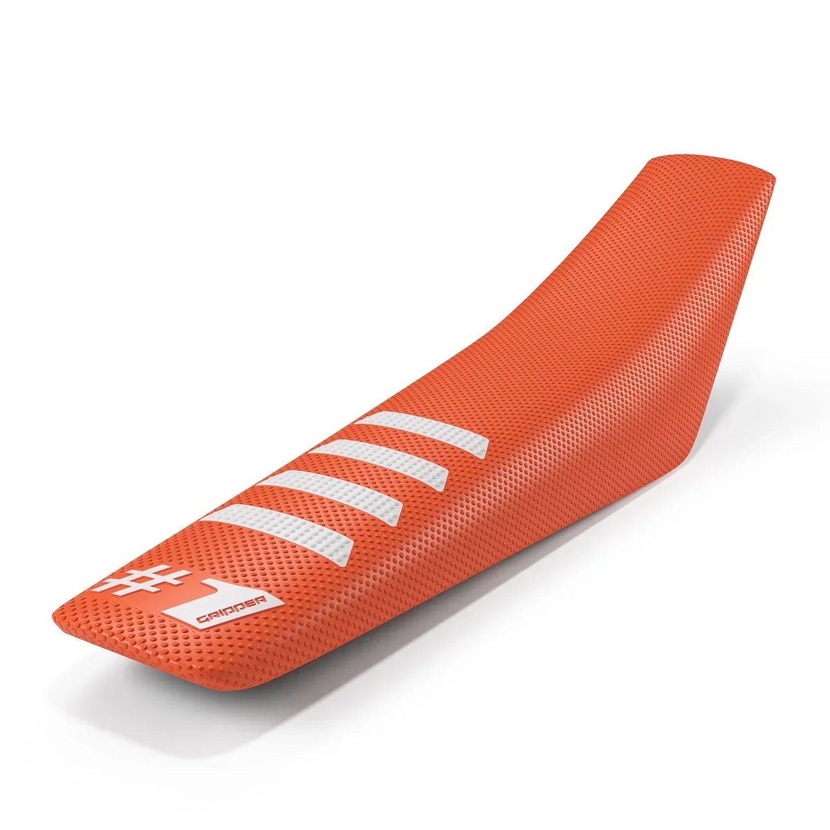 One Gripper Ribbed Seat Cover - Orange/White | Enduro & MX - Universal Fit