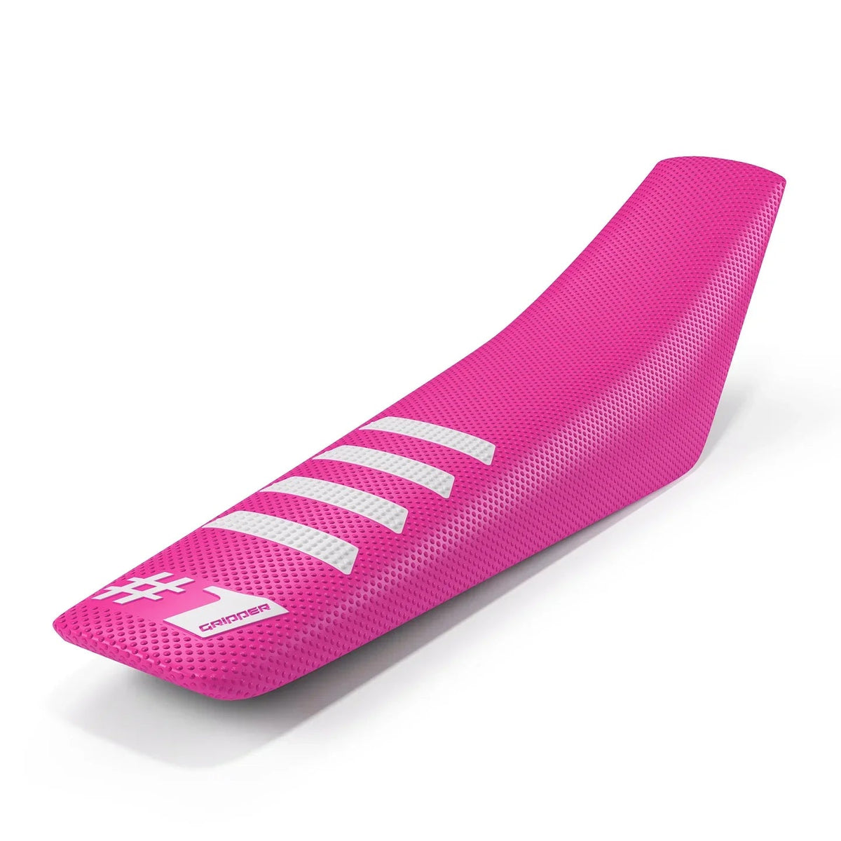 One Gripper Ribbed Seat Cover - Pink/White | Enduro & MX - Universal Fit