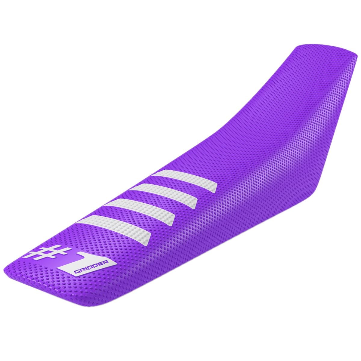 One Gripper Ribbed Seat Cover - Purple/White | Enduro & MX - Universal Fit