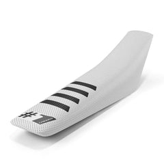 One Gripper Ribbed Seat Cover - White/Black | Enduro & MX - Universal Fit