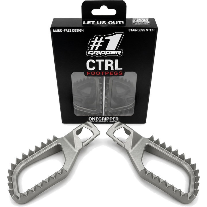 One Gripper Stainless Steel CTRL V2 Footpegs | KTM Husqvarna Gas Gas Beta