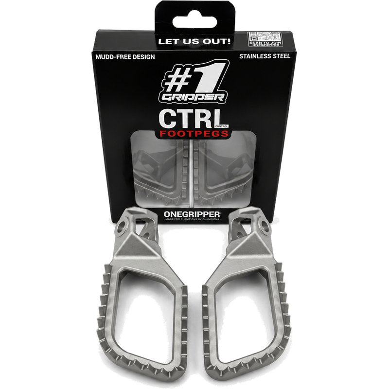 One Gripper Stainless Steel CTRL V2 Footpegs | KTM Husqvarna Gas Gas Beta